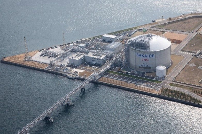 Aerial view of the Sakaide LNG storage and processing facility